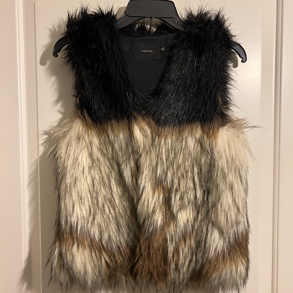 ARITZIA TATULA PARK SLOPE FAUX FUR COLORBLOCK VEST US WOMEN SIZE XS